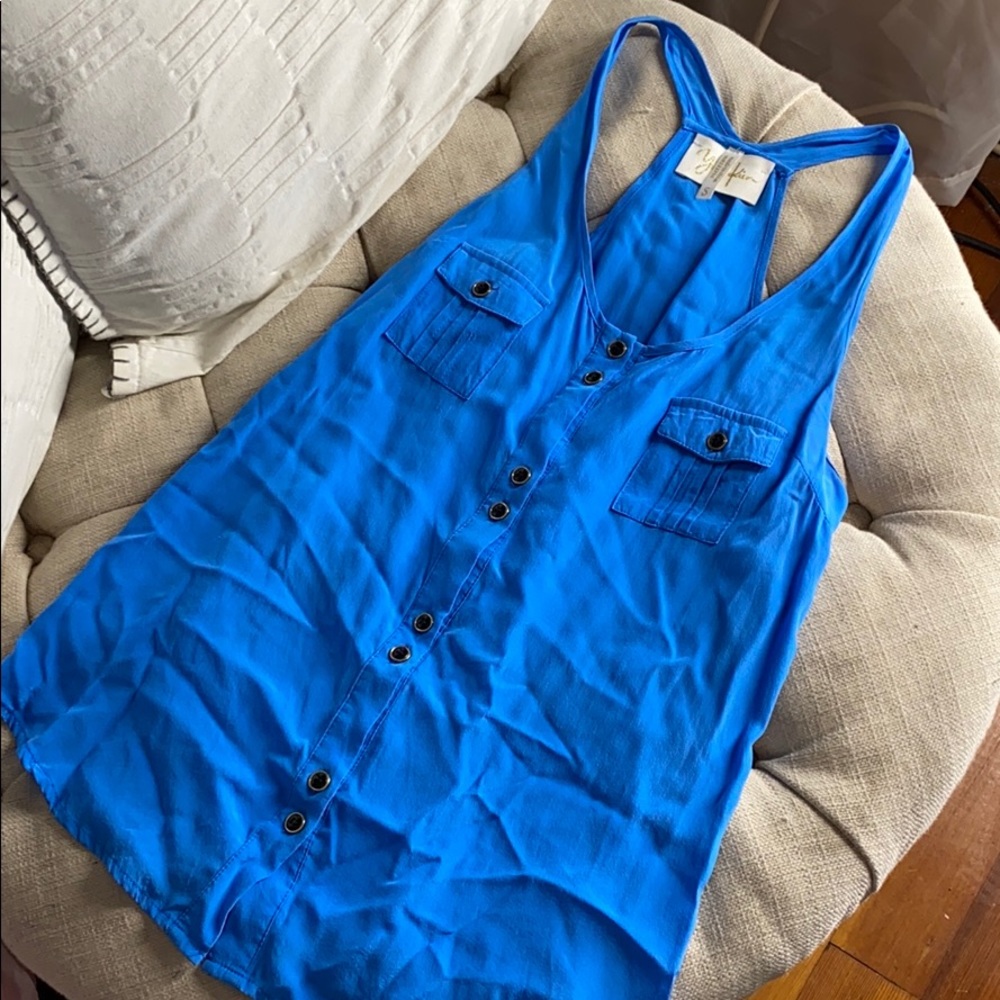 Bright blue racerback tank